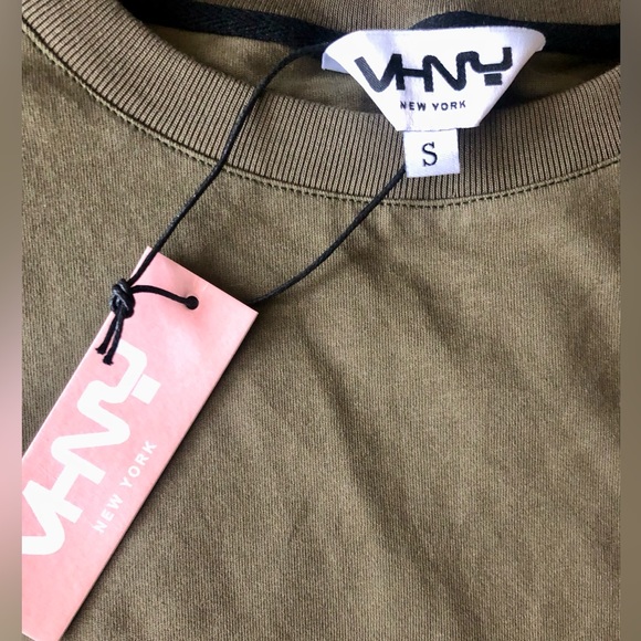 NWT VHNY by Vivienne Hu New York Logo Cropped Top w Shoulder Pads Sz S Olive - Picture 7 of 9